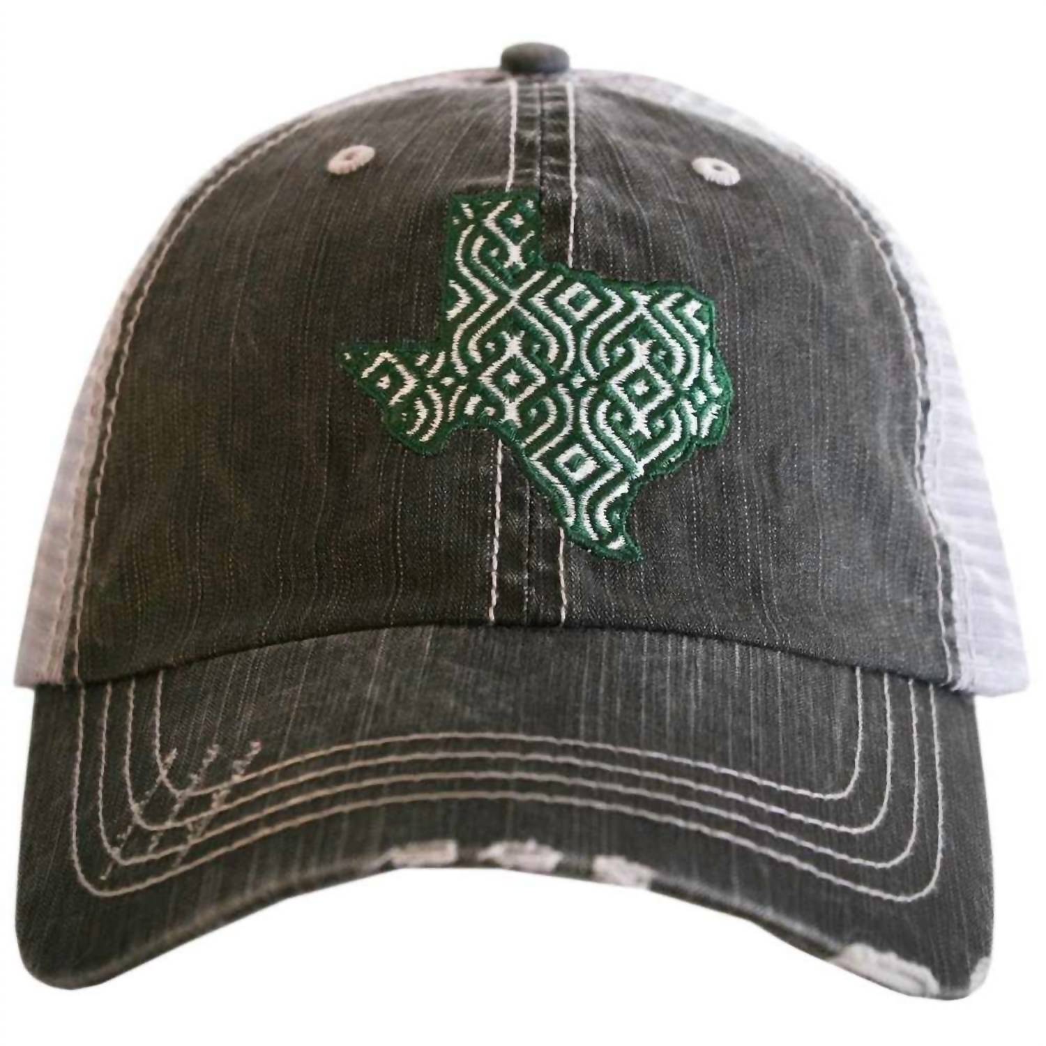 Katydid - Women's Embroidered Ikat Texas Distressed Trucker Hat