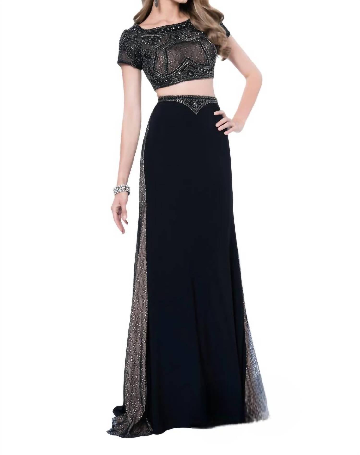 Terani Couture - Two-piece Beaded Illusion Prom Dress