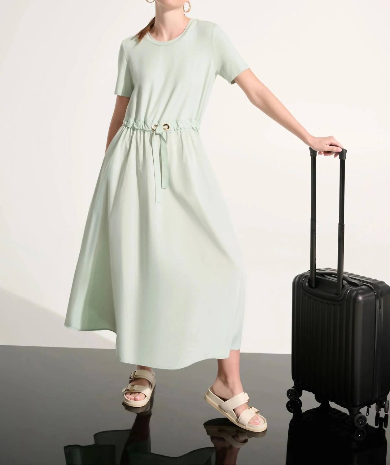 Joseph Ribkoff - Drawstring Waist Maxi Fit & Flare Dress