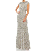 Mac Duggal - Cowl Neckline Embellished Sequin Floral Dress