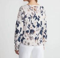 Lafayette 148 - Iridescent Paint Splatter Jacquard V-neck Sweater