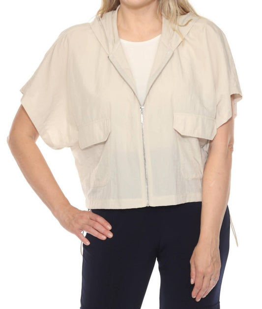 Joseph Ribkoff - Hooded Zip Front Boxy Jacket