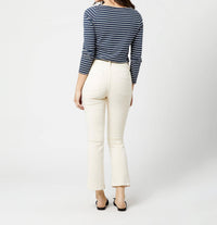 Ann Mashburn Flare Cropped 5-Pocket Jean in natural stretch denim - women's jeans - detail view
