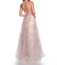 Dave & Johnny - Strapless Printed Tulle Ballgown