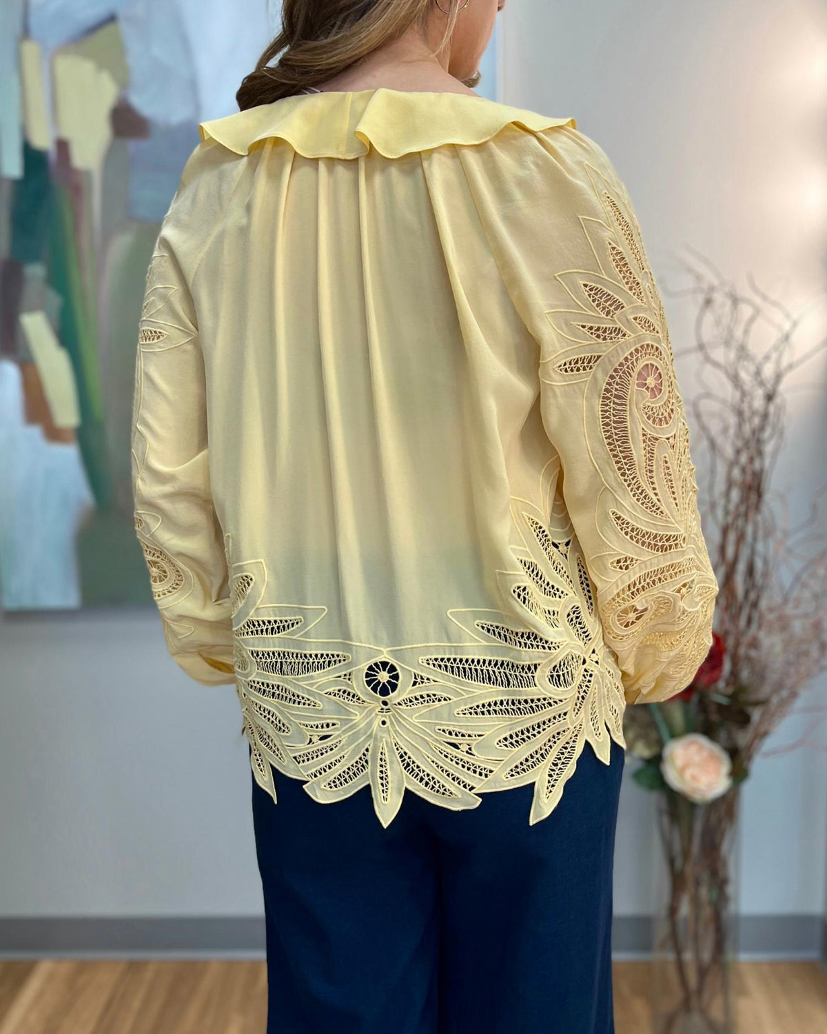 Ulla Johnson - Adonis Long Sleeve Silk Applique Blouse