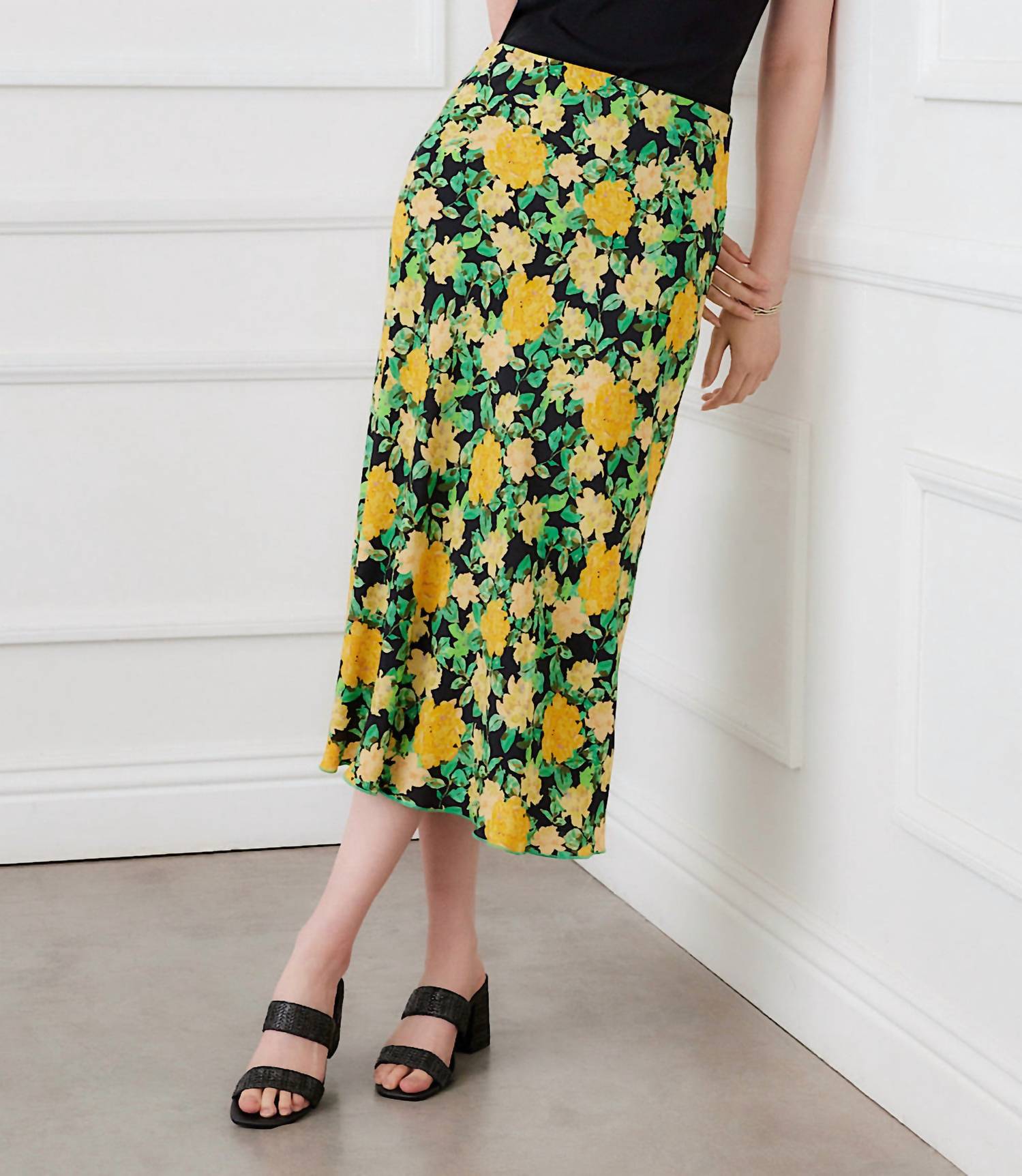Karen Kane Bias Cut Midi Skirt in floral print - women's skirt - view 4