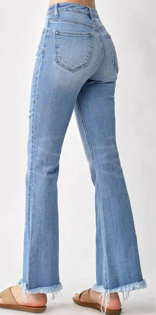Risen - Women's High Ride Vintage Frayed Hem Bootcut Jeans