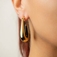 Gold & Honey - Women's Drop Hoop Earrings