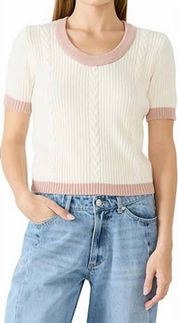 STEVE MADDEN Mayson Knit Sweater in cream pink - women's sweater