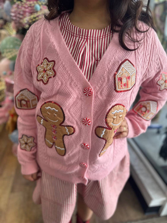 Grace + Emma - Cable Knit Gingerbread Cardigan Top
