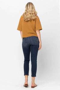 Judy Blue Mid Rise Cropped Relaxed Denim Jeans in blue - women's jeans - view 6