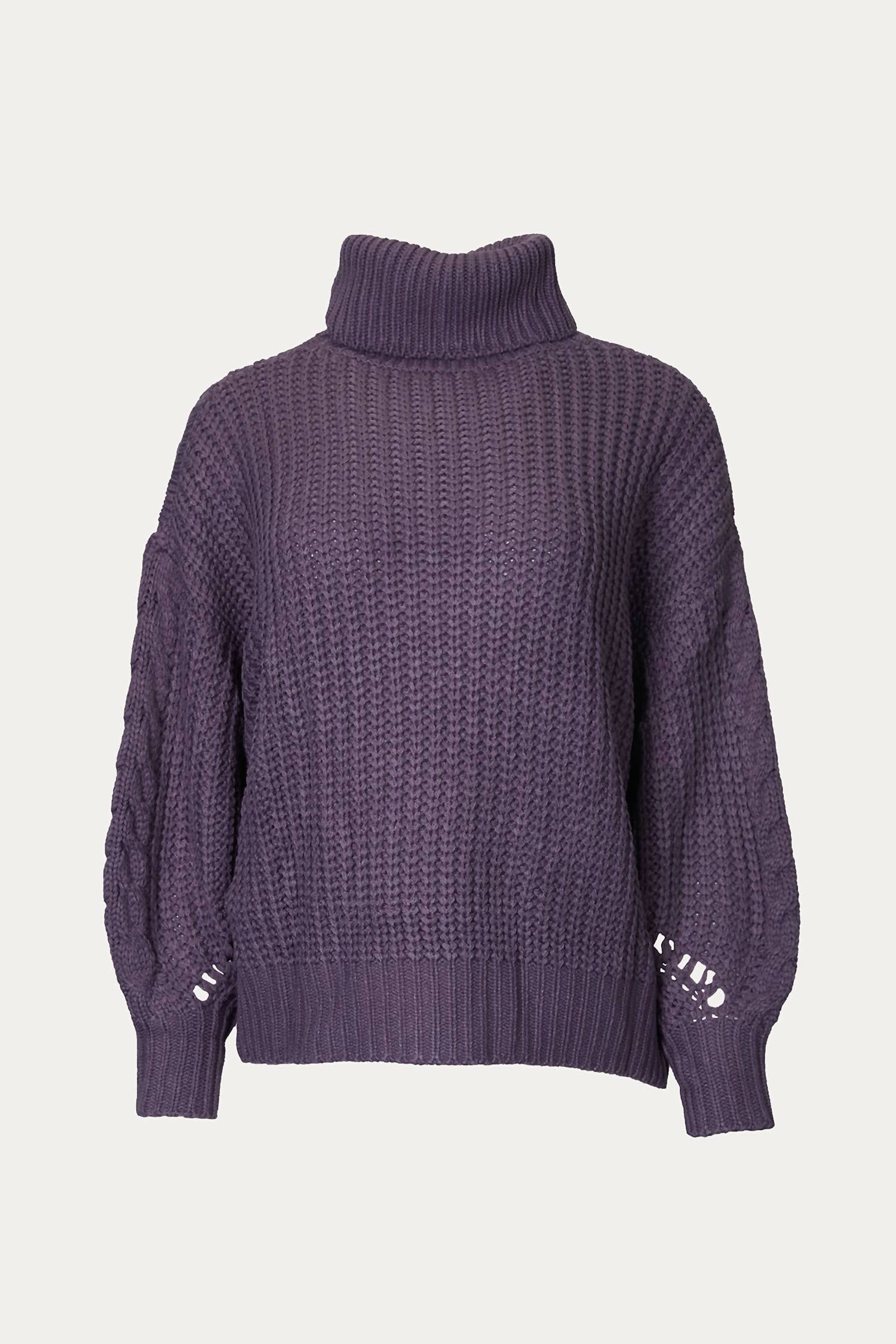 CABLE-KNIT TURTLENECK SWEATER