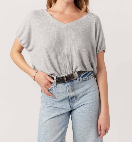 Project Social T - Cerise V-Neck Bubble Rib Tee