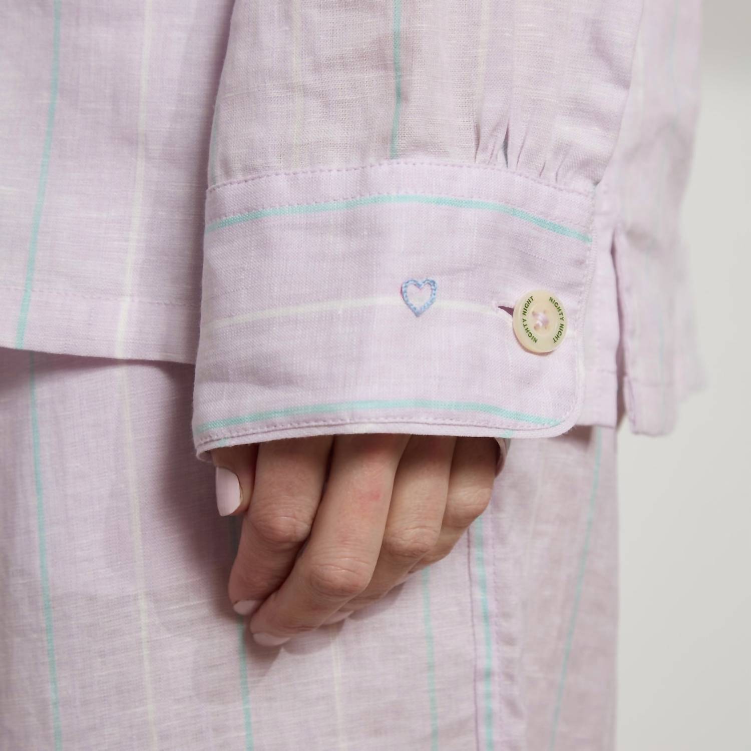 The Sleep Code - Women's Striped Linen Long Pj Set