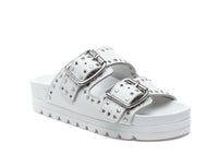 J/SLIDES Women's Roget Stud Sandals in white leather - women's sandal