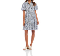 Karen Kane - Puff Sleeve Tiered Shirtdress - Petite