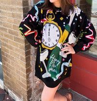 Queen Of Sparkles - Oversized Champagne Sweater Dress