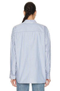 NILI LOTAN Mael Oversized Shirt in sky stripes - women's shirt - alternate view
