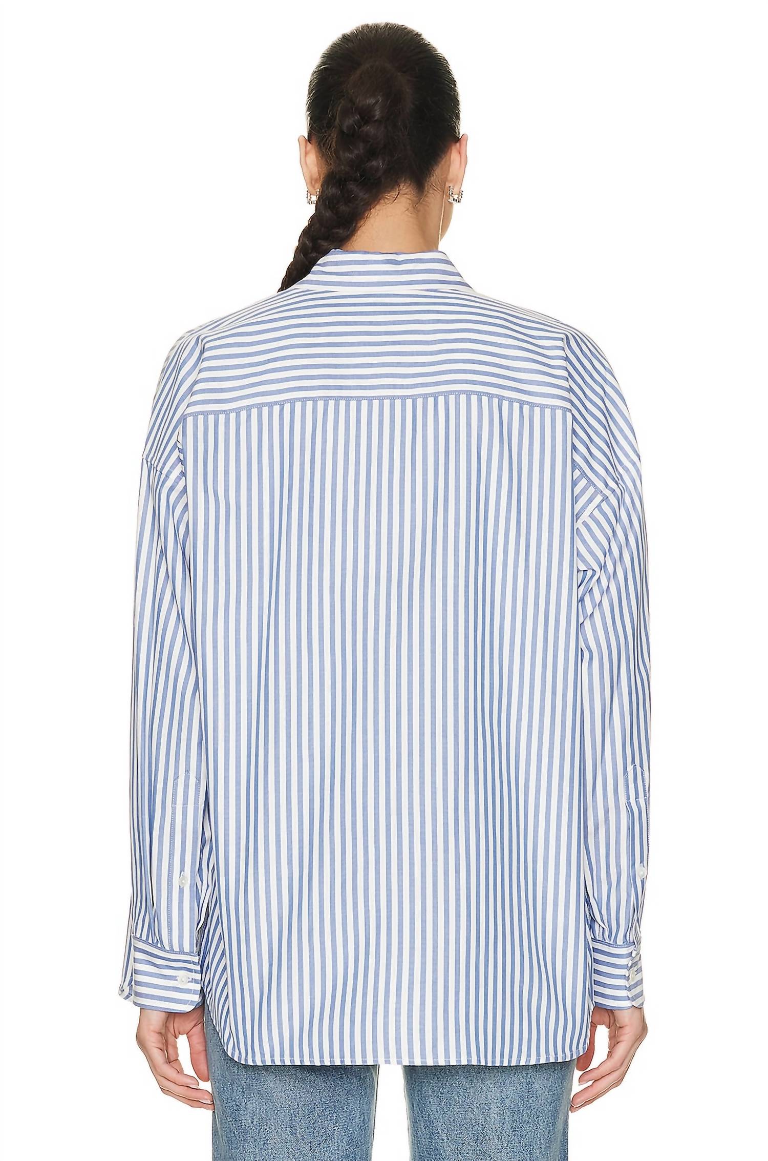 NILI LOTAN Mael Oversized Shirt in sky stripes - women's shirt - alternate view