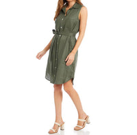 Karen Kane Olena Sleeveless Button-down Shirtdress in olive - women's dress - alternate view