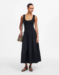 Madewell - Mixed Poplin Scoopneck Maxi Dress