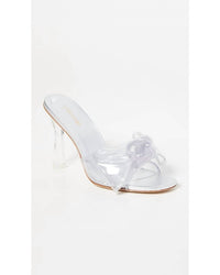 Larroude Women's Mariah Mule Bow Sandals in clear silver - women's sandal