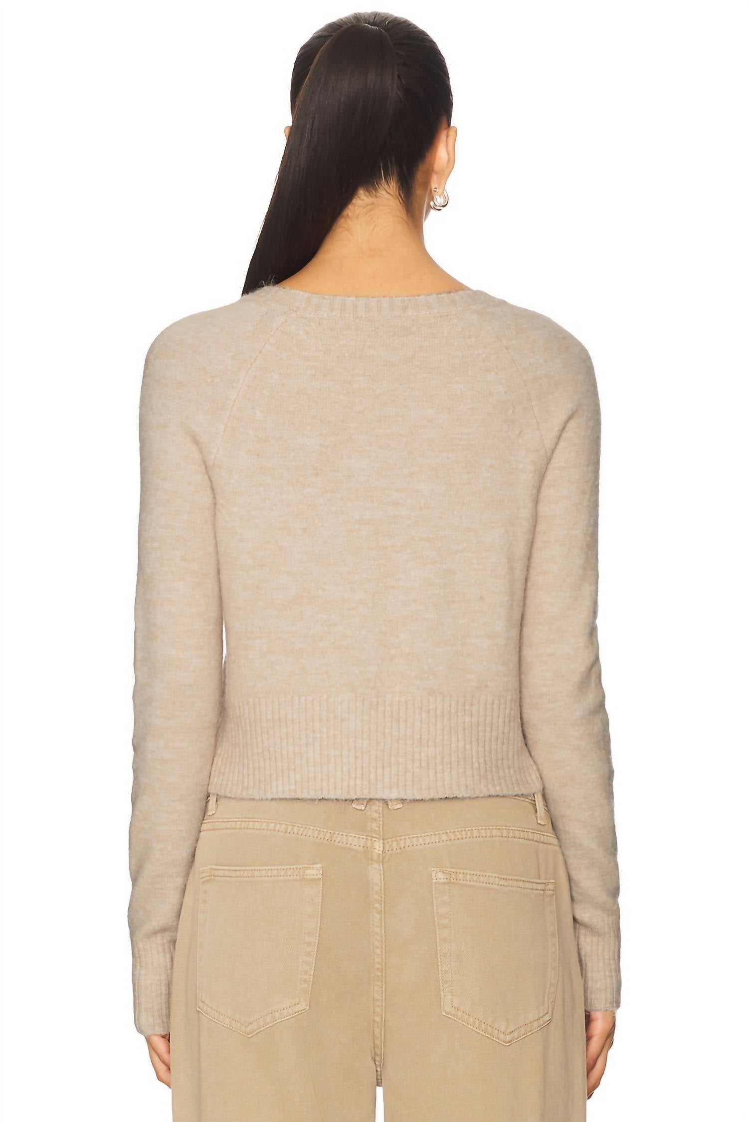 Free People School Girl Cardigan in taupe - women's cardigan - detail view