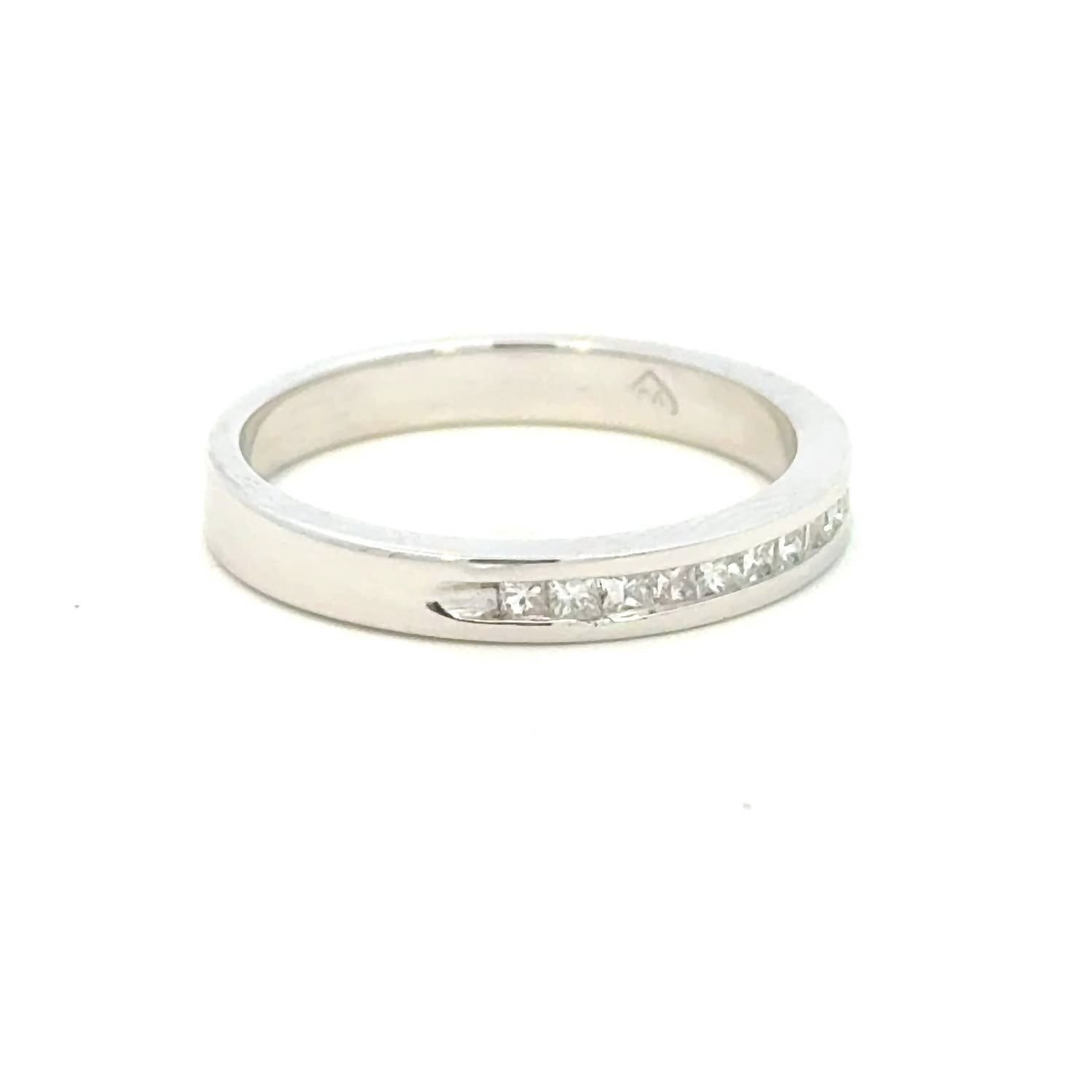 Aamiaa - 0.10 Carat Natural Diamond Princess Cut Channel Band - Size 6.5