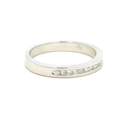 Aamiaa - 0.10 Carat Natural Diamond Princess Cut Channel Band - Size 6.5