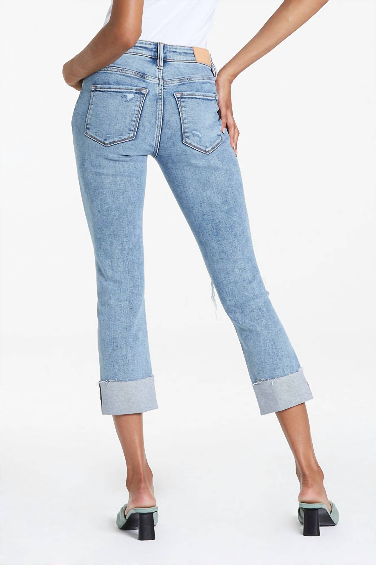 DEAR JOHN DENIM Blaire Cuffed Pant in glass beach - women's jeans - detail view