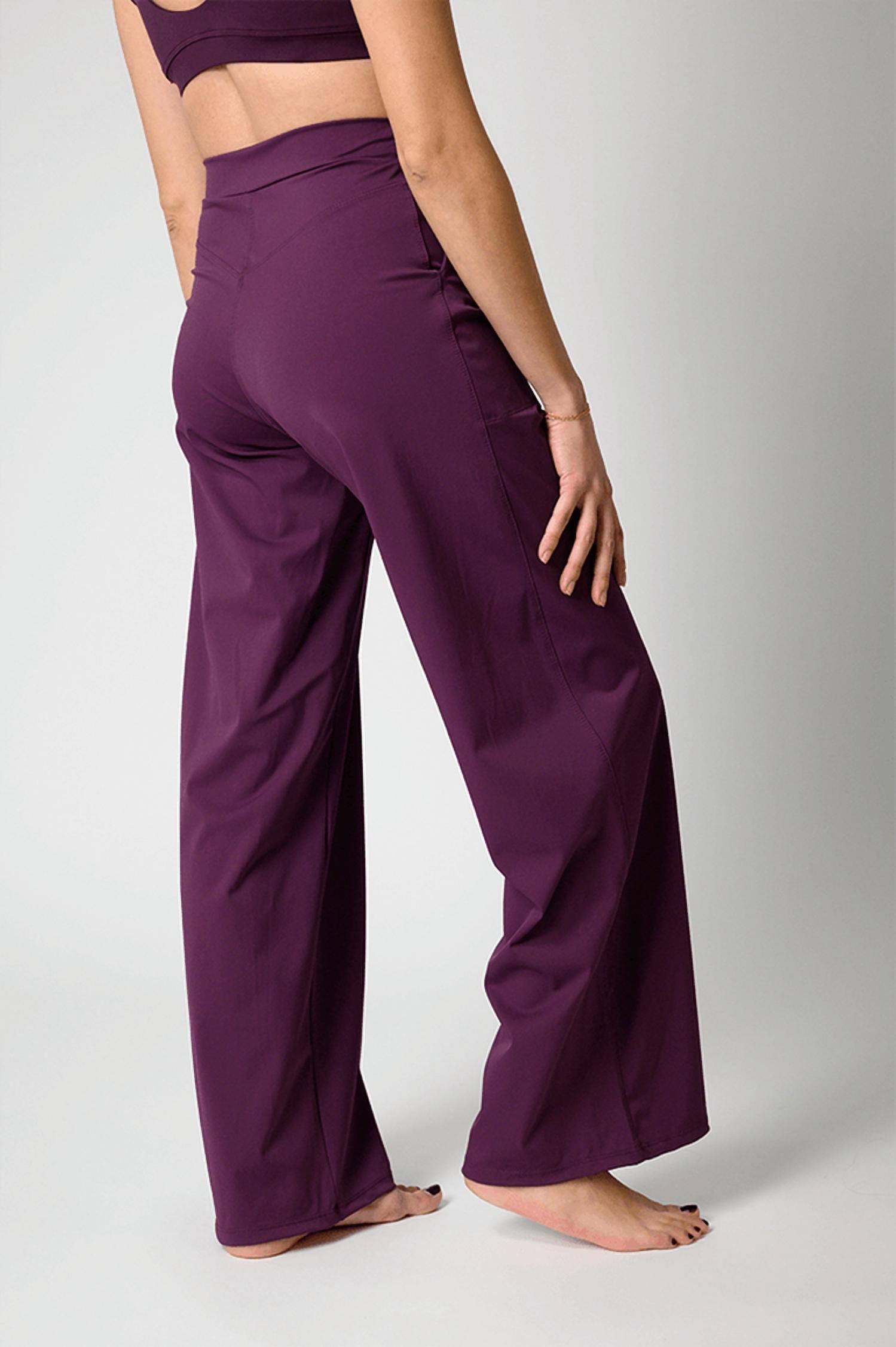 Yoga Democracy Ultimate Wide Leg Trouser in mulberry - women's pants - alternate view
