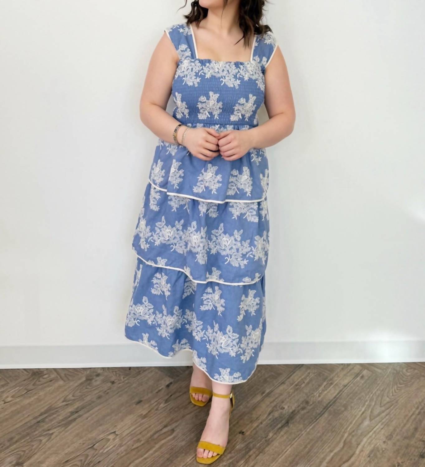 Aureum - Carmella Embroidered Tiered Midi Dress