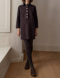 BIBICO Tara Short Cotton Twill Dress in dove grey - women's dress