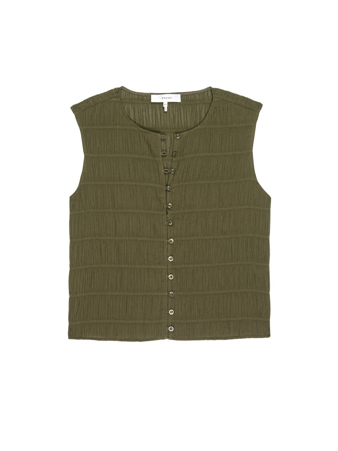 FRAME Smocked Tank Top in juniper - women's tank top - view 4