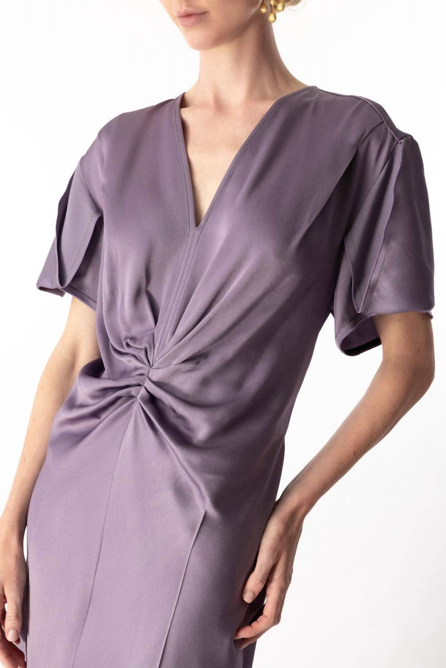 Victoria Beckham - Gathered V Neck Midi Dress