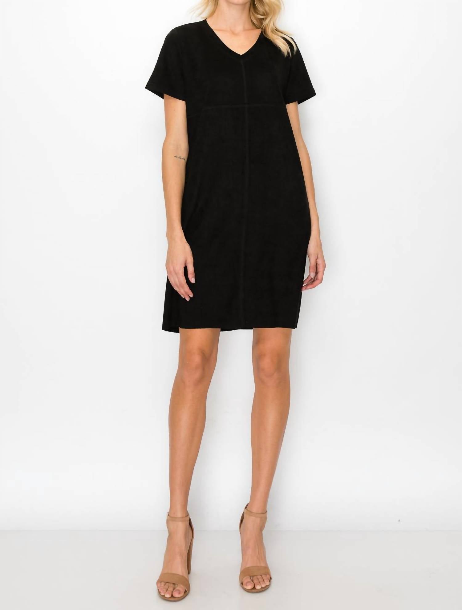 Joh Audrey V-neck Dress With Pockets in black - women's dress - detail view
