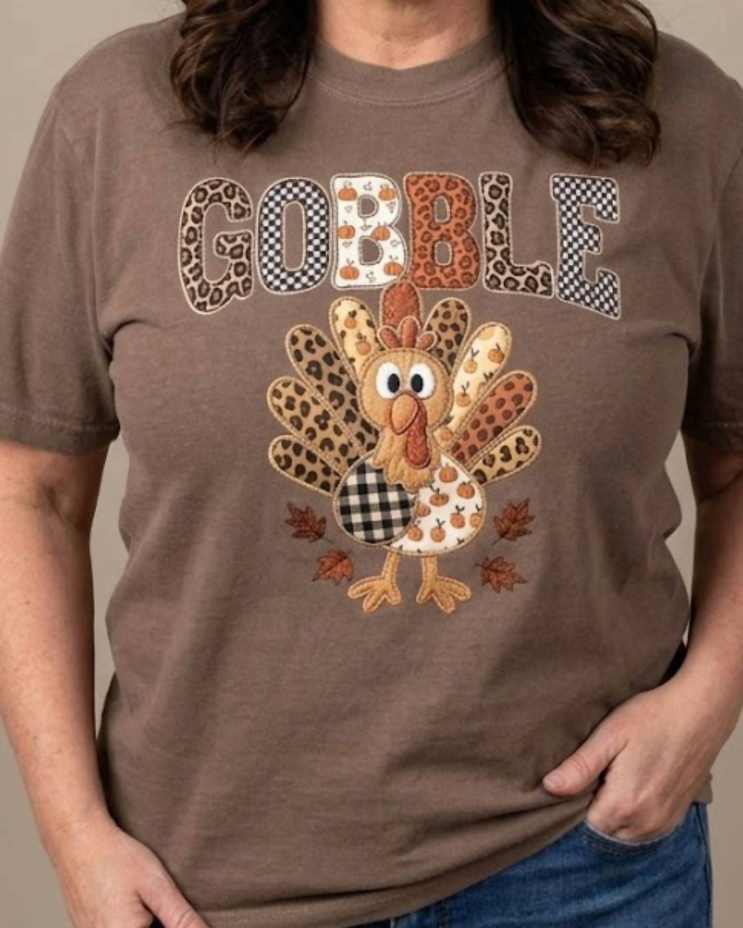Thomas & Co Gobble Short Sleeve T-shirt in multiprint - women's t-shirt - detail view