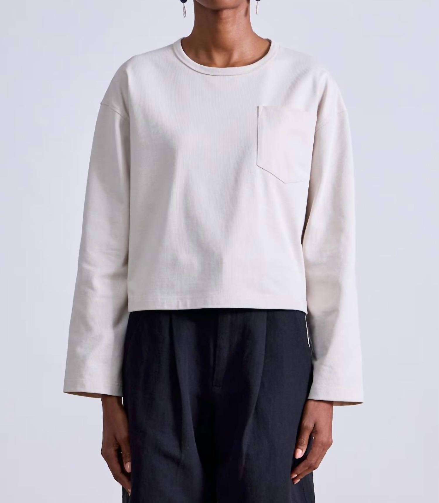 APIECE APART Boxy Tee in oat 3 - women's long sleeve top