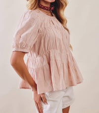 Listicle - Rosalyn Embroidered Peplum Blouse