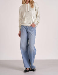ELAN Metallic Sweater Hoodie in white - women's top - view 4
