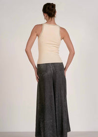 ELAN Felicia Fine Ribbed Tank Top in cream - women's tank top - alternate view