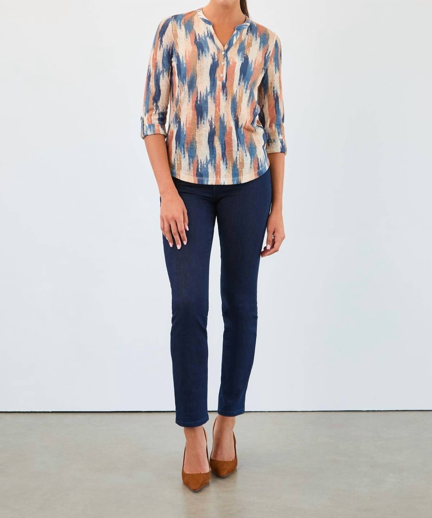 Fdj - Long-sleeve Notch Neck Top