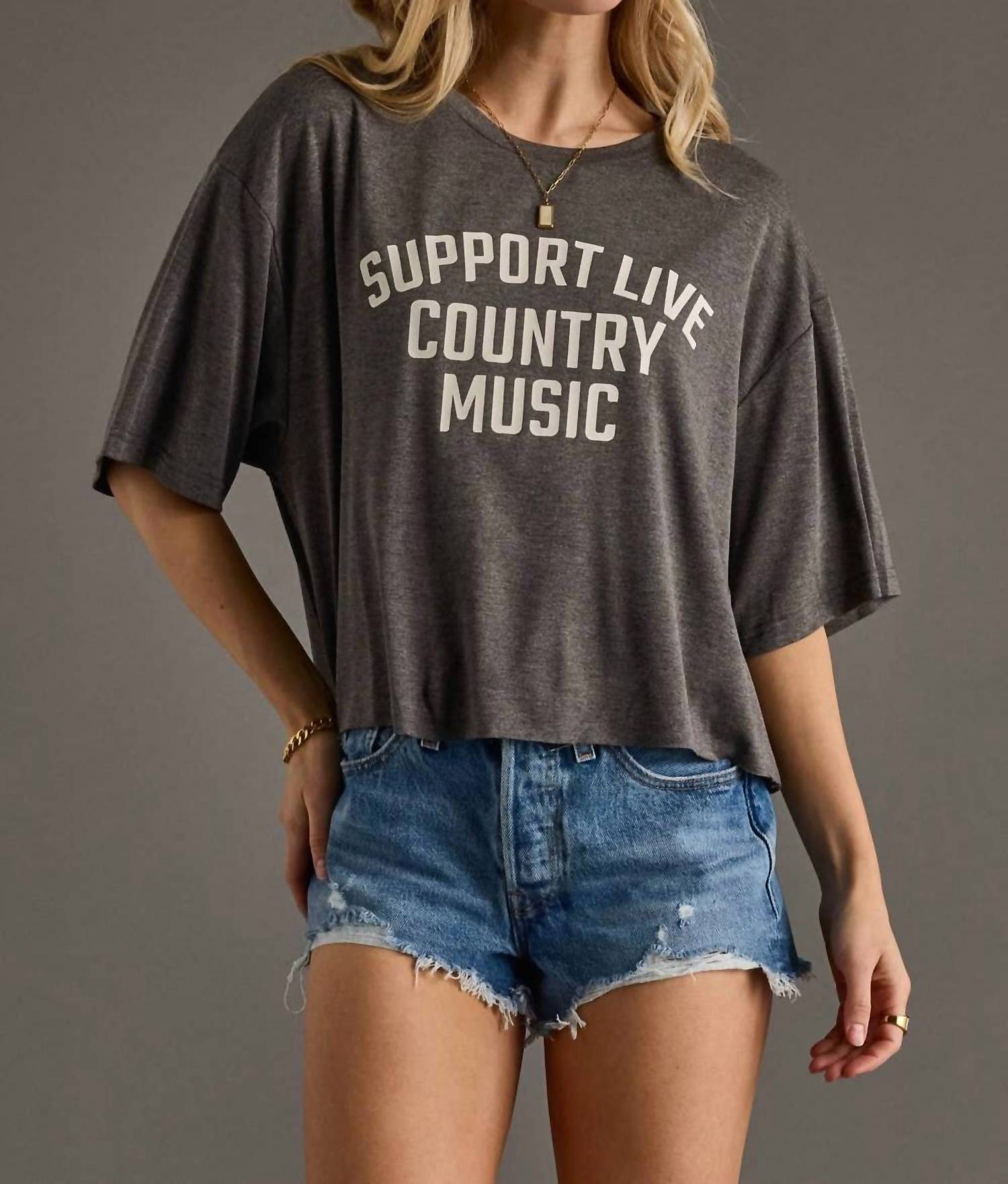 Panache Apparel - Support Live Country Music Cropped Tee