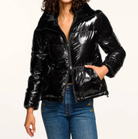 Ramy Brook Beatrice Reversible Puffer Coat in black gold - women's jacket