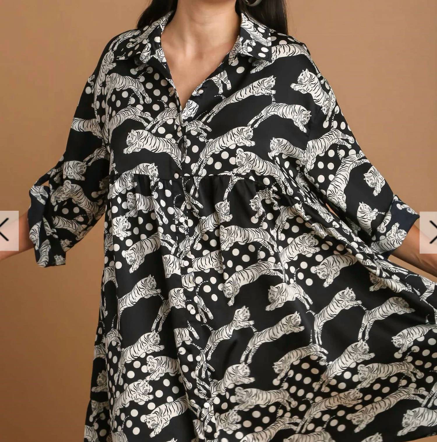 Umgee - Satin Animal Print Midi Dress