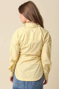 Olivaceous - Claire Ruched Front Button-Up Shirt