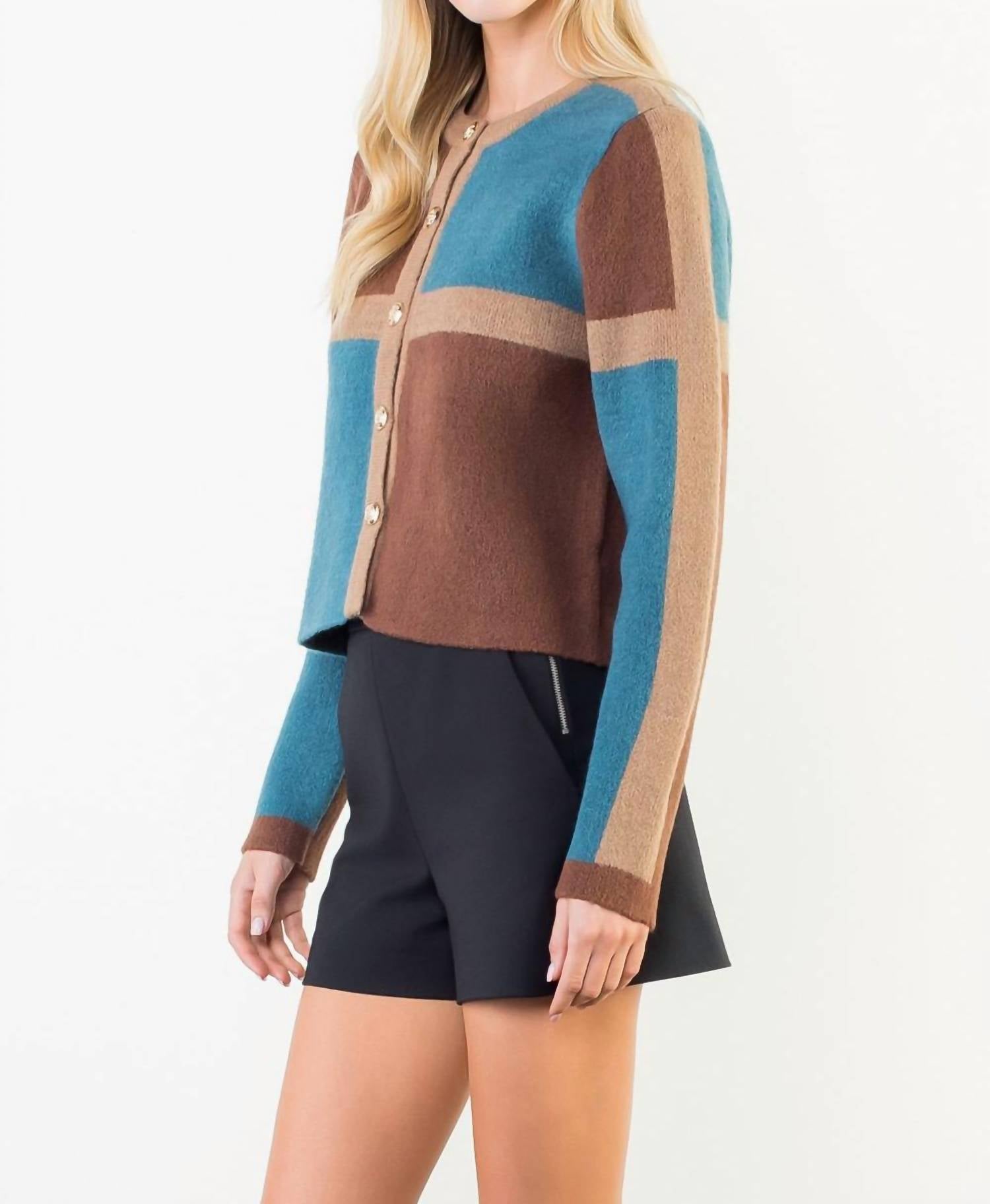 Thml - Colorblock Long Sleeve Cardigan