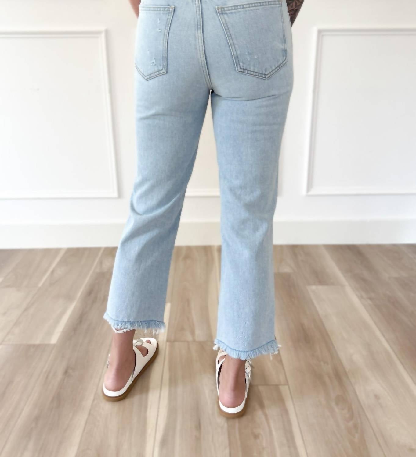 PISTOLA Dayana Straight Crop Jeans in blue - women's jeans - detail view