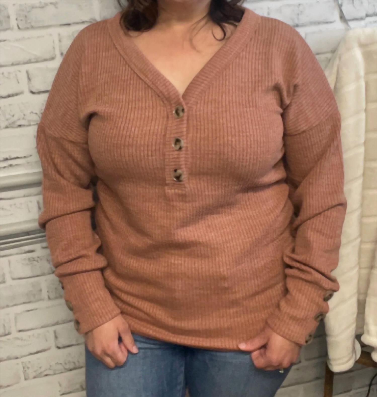 Michelle Mae - Victoria Button Detail V-neck Top