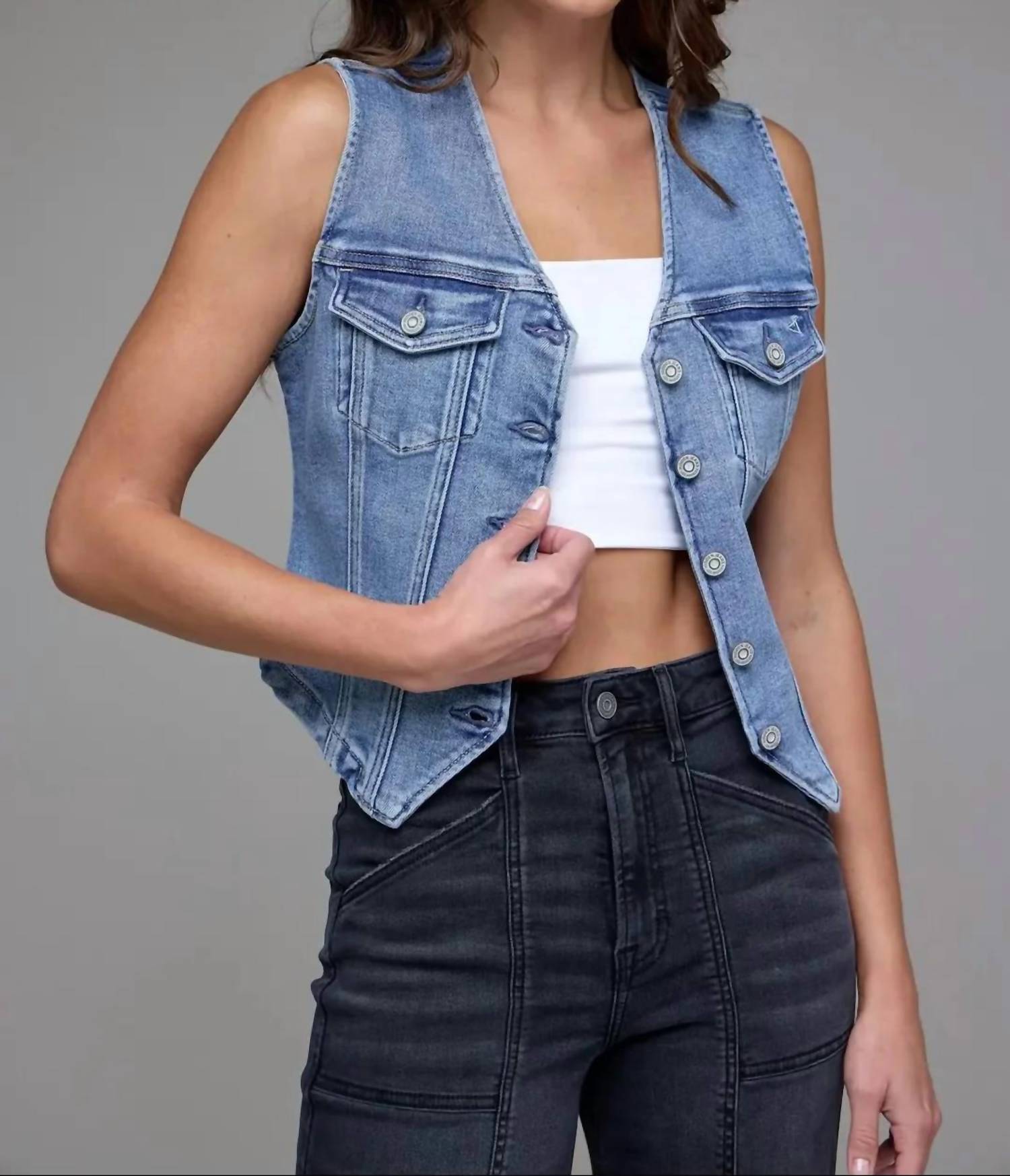 Hidden - Rory Denim Button Down Vest